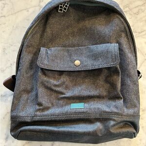 Grey Blue Unisex FOSSIL Backpack Fabric w/ Brown Straps